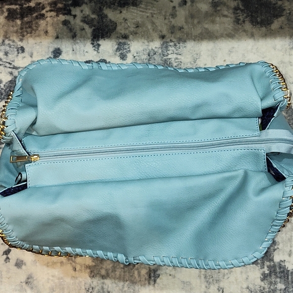 NWT Magid Rebecca & Rifka Baby Blue Leather Hobo Bag - Picture 2 of 13